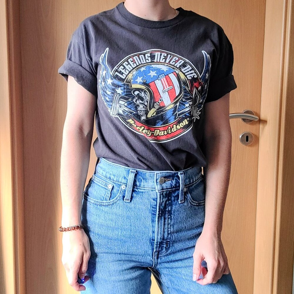 Harley Davidson 'Legends Never Die' Albuquerque New Mexico Gray Graphic T-Shirt